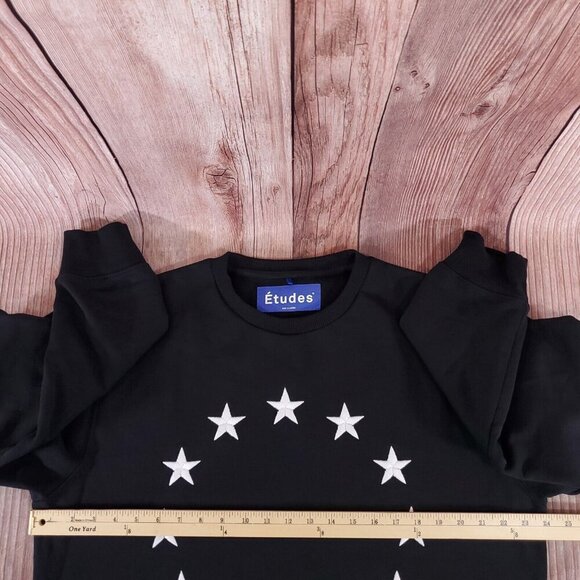 Etudes Studio Mens Size XL Black Europa Crewneck Sweatshirt Cotton - Picture 9 of 10